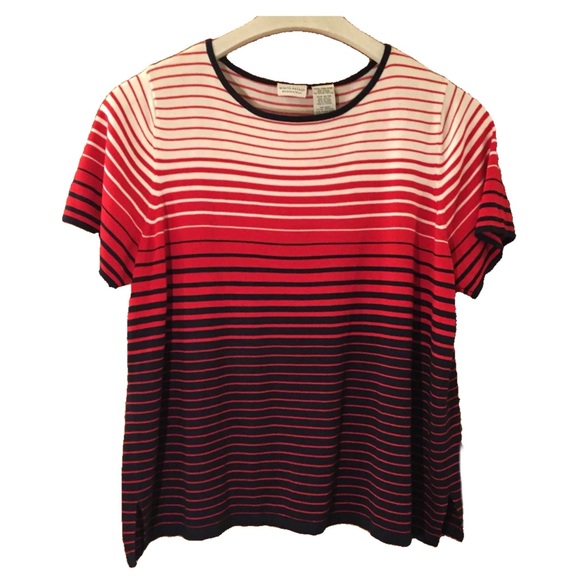 White Stag Red Stripe Fine Knit Sweater Top Short Sleeve 22/24 - Picture 1 of 5
